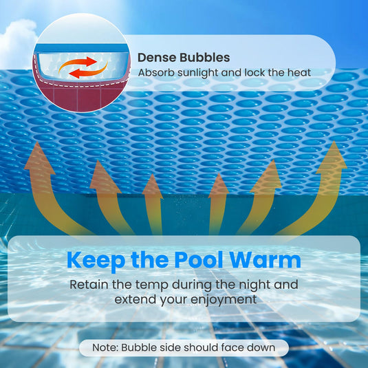 Goplus 8FT /  12FT Round Solar Pool Cover | Heavy-Duty Thermal Insulating Bubble Wrap Cover
