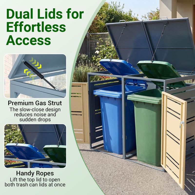 Load image into Gallery viewer, Goplus 52"x32"x46" Outdoor Trash Can Storage
