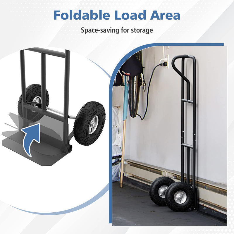 Load image into Gallery viewer, Goplus P-Handle Hand Truck, High Back Sack Barrow with 10" Wheels, Built-in Double Bearings and Foldable Load Plate