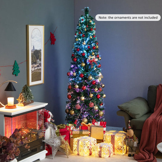 Goplus 6ft / 7ft / 8ft Fiber Optic Pencil Christmas Tree Xmas Full Tree for Home Office Holiday Decor