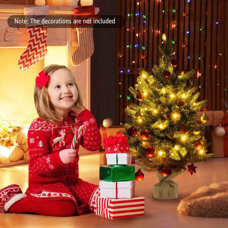 Load image into Gallery viewer, Goplus 2ft Pre-Lit Tabletop Christmas Tree, Small Artificial Spruce Tree w/ 35 LED Lights