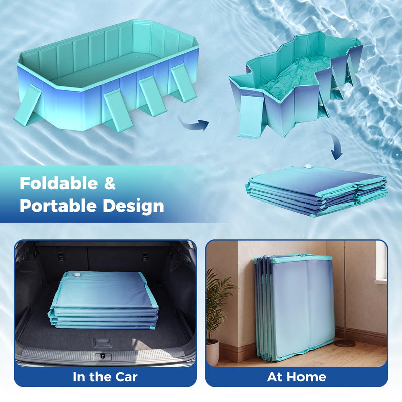 Load image into Gallery viewer, Goplus Foldable Portable Rectangle Around Ground Pool with 24 Hard Shell and Drain Hose