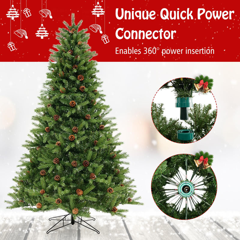 Load image into Gallery viewer, Goplus 3-Minute-Setup Pre-Lit Artificial Christmas Tree, 7ft Hinged Xmas Tree with 360 Quick Power Connector