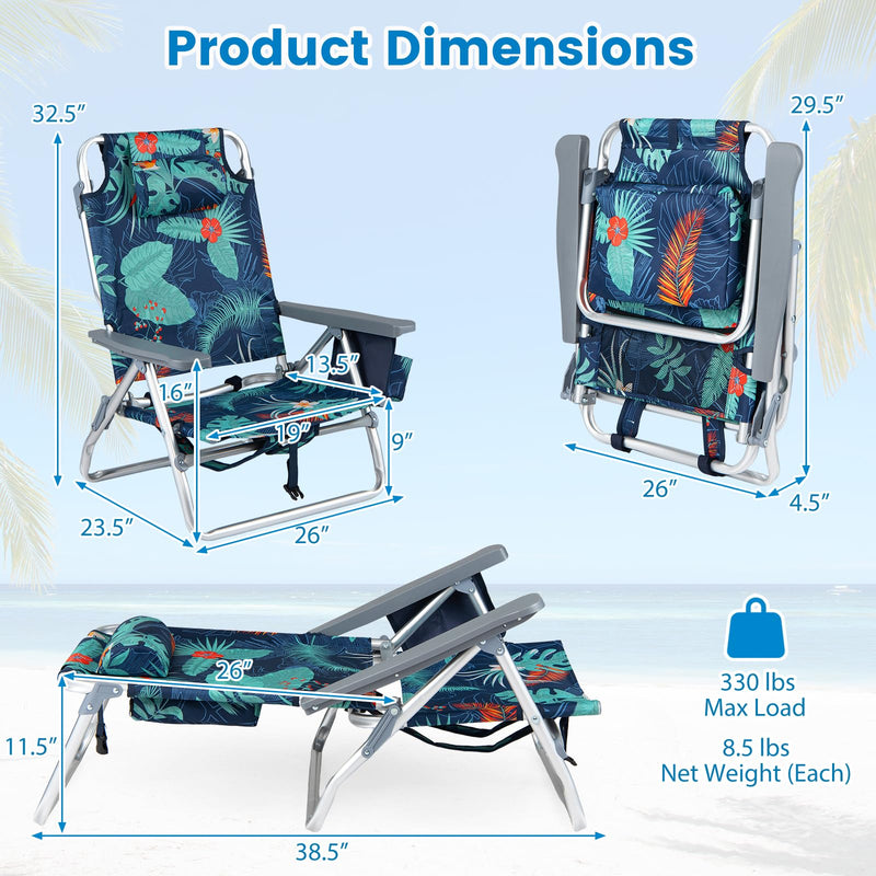 Load image into Gallery viewer, Goplus Beach Chairs Portable Folding Backpack Recliners(2/4)