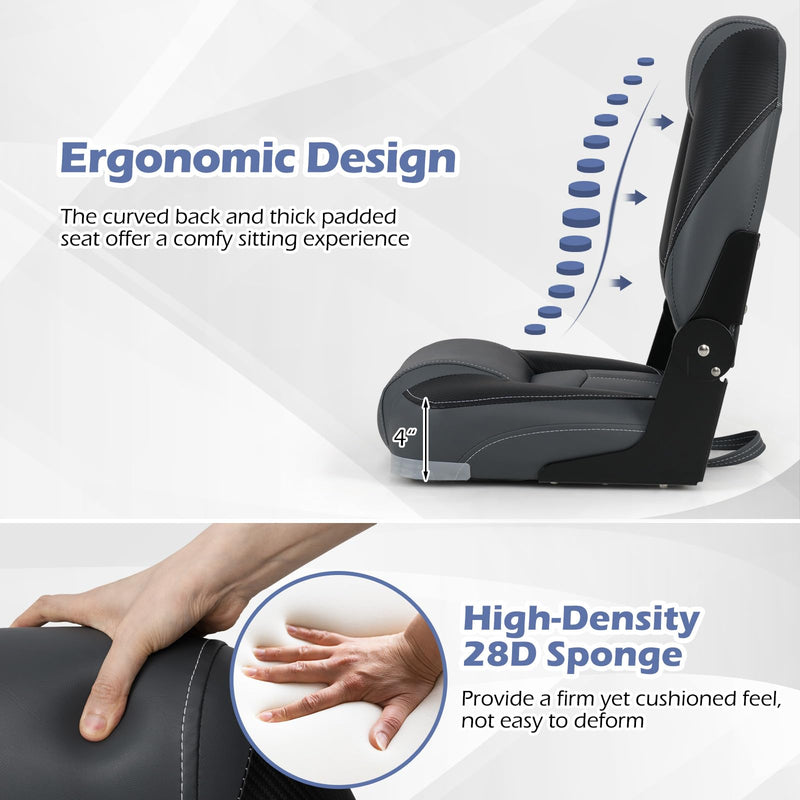 Load image into Gallery viewer, Goplus 3-Pack Folding Boat Seats, 2 High-Back & 1 Low-Back Bass Boat Chairs w/ 28D Soft Sponge Padding