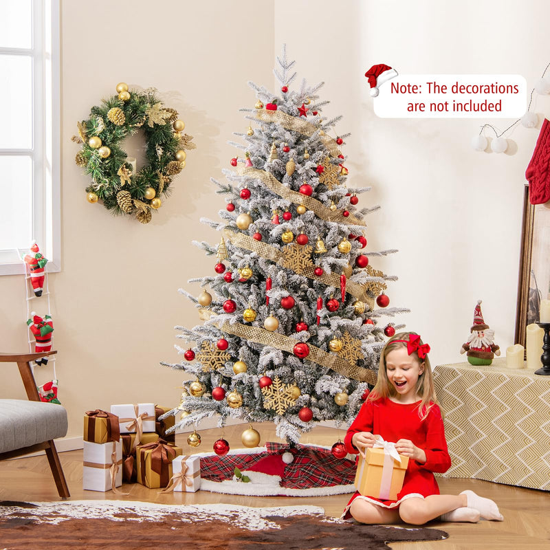 Load image into Gallery viewer, Goplus 6ft Pre-Lit Snow Flocked Christmas Tree, Artificial Hinged Full Xmas Tree with 260 Multicolored LED Lights