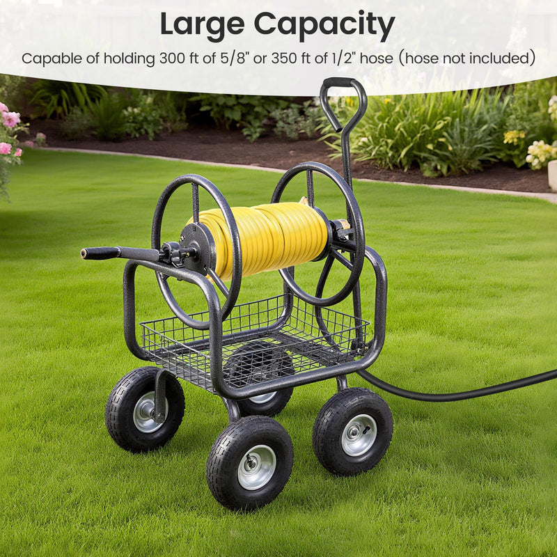 Load image into Gallery viewer, Goplus Hose Reel Cart with Storage Basket Hold Up to 300 ft of 5/8" Hoses