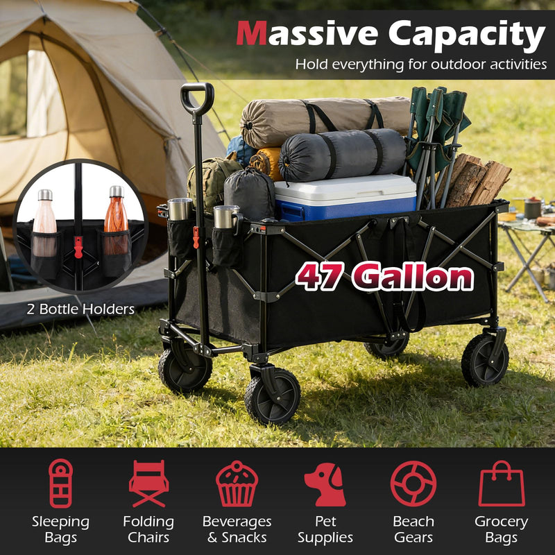 Load image into Gallery viewer, Goplus 38" Collapsible Wagon Cart with All-Terrain Wheels & 2 Cup Holders