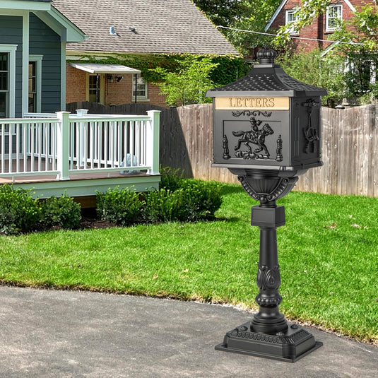 Goplus Cast Aluminum Mailbox with Post