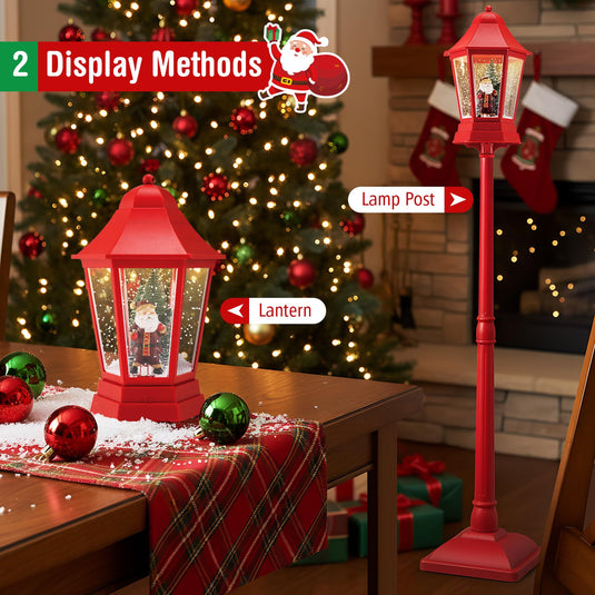 Goplus 2-in-1 Musical Lamp Post & Snow Globe Lantern (Snowing Santa)