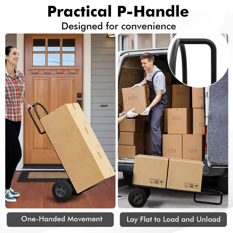 Load image into Gallery viewer, Goplus P-Handle Hand Truck, High Back Sack Barrow with 10" Wheels, Built-in Double Bearings and Foldable Load Plate