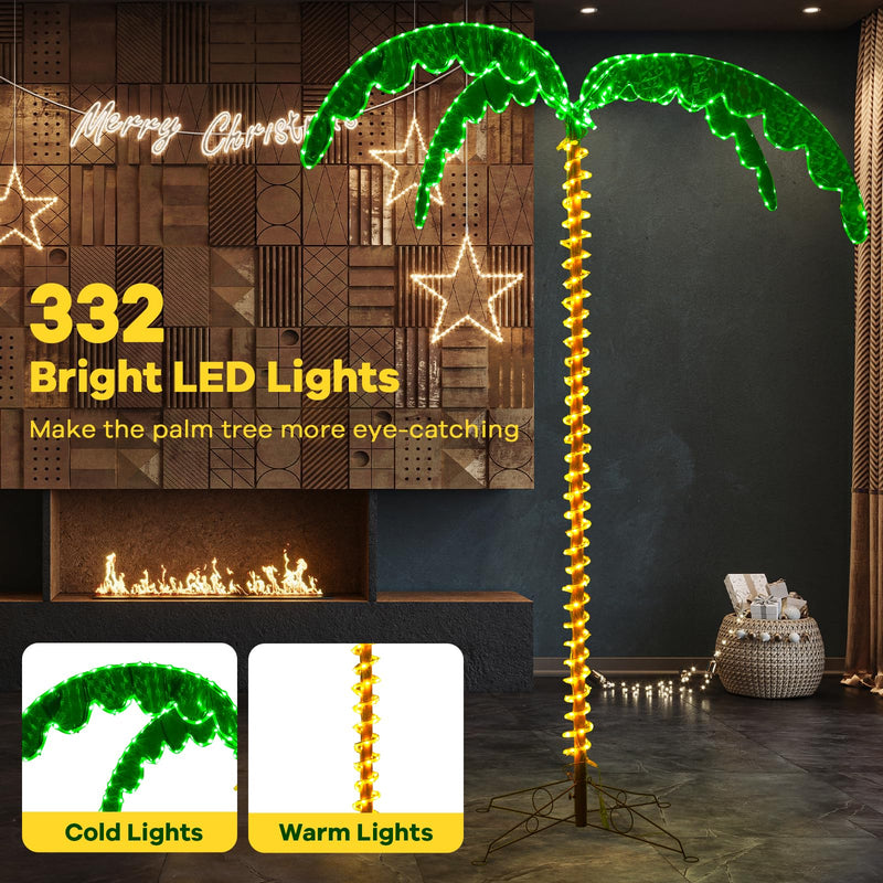 Load image into Gallery viewer, Goplus 7.5 FT Lighted Palm Tree, Tropical Christmas Tree with 332 LED Lights