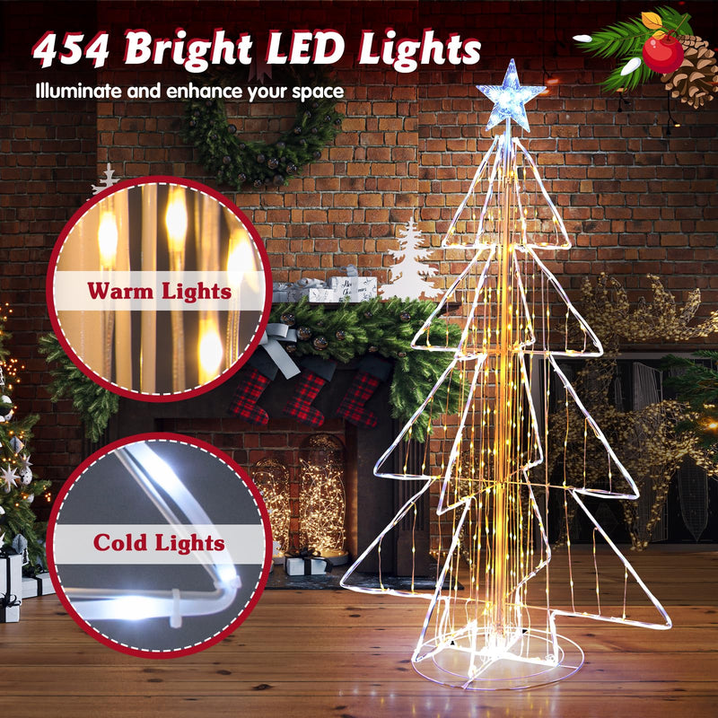 Load image into Gallery viewer, Goplus 5 FT LED Lighted Cone Tree, Indoor & Outdoor Xmas Decoration with Star Topper & Round Base