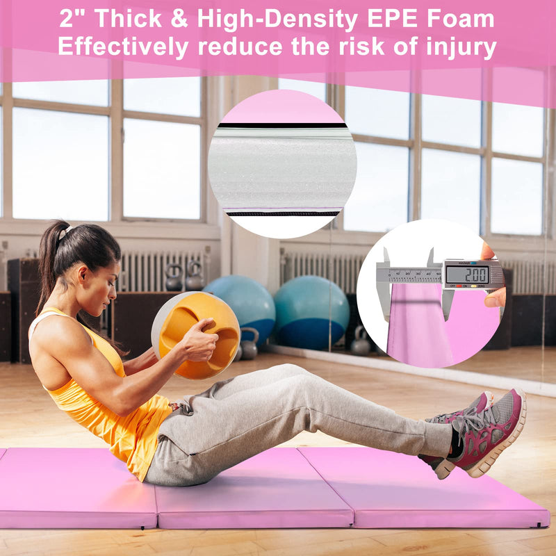 Load image into Gallery viewer, Goplus 8' x 4' Folding Gymnastics Mat, 2" Thick 4 Fold Exercise Tumbling Mat with Carrying Handles for Home Gym Fitness