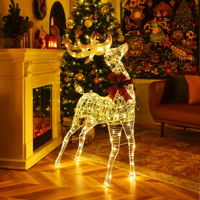 Load image into Gallery viewer, Goplus Lighted Christmas Reindeer | 4.4 FT Pre-Lit Xmas Holiday Decoration
