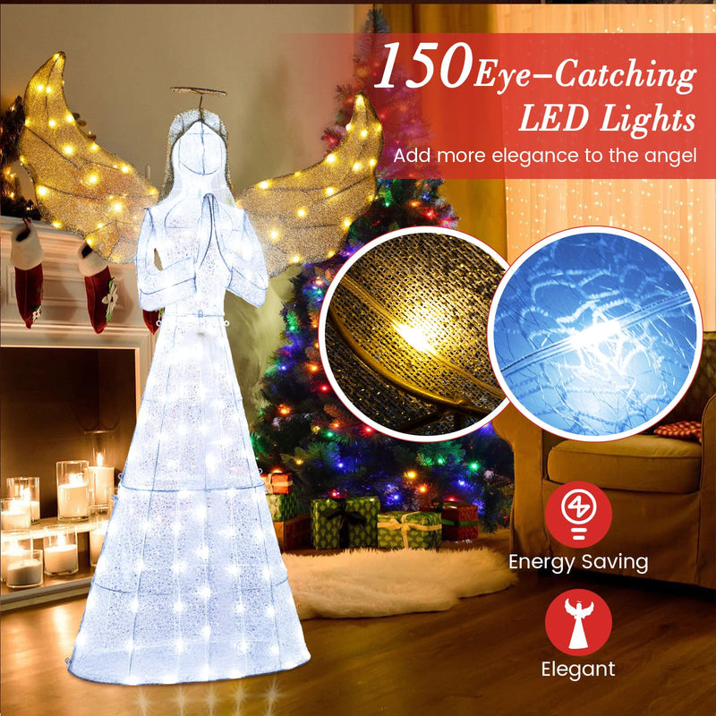 Load image into Gallery viewer, Goplus 5 FT Christmas Pre-Lit Angel, Yard Lighted-up Festive Angel w/Halo