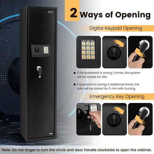 Goplus Gun Safe, 5-Gun Rifle Safe w/Ammo Lock Box