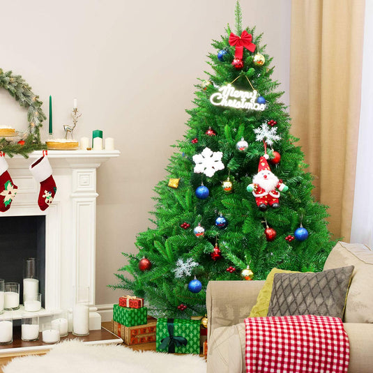 Goplus 6ft Christmas Tree Artificial Premium Hinged Spruce Full Tree with Solid Metal Stand