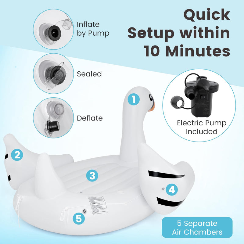 Load image into Gallery viewer, Goplus Giant Flamingo Pool Float, 4 People Inflatable Pool Raft w/Air Pump & Cup Holders for Adults Kids