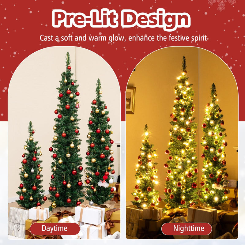 Load image into Gallery viewer, Goplus 3' 4' 5' Pre-Lit Artificial Christmas Tree Set of 3