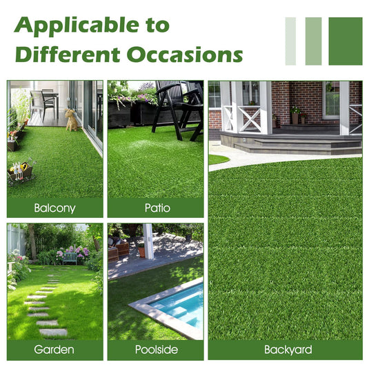Goplus 12” x 12” Pack of 30 Fake Grass Turf Tiles Set