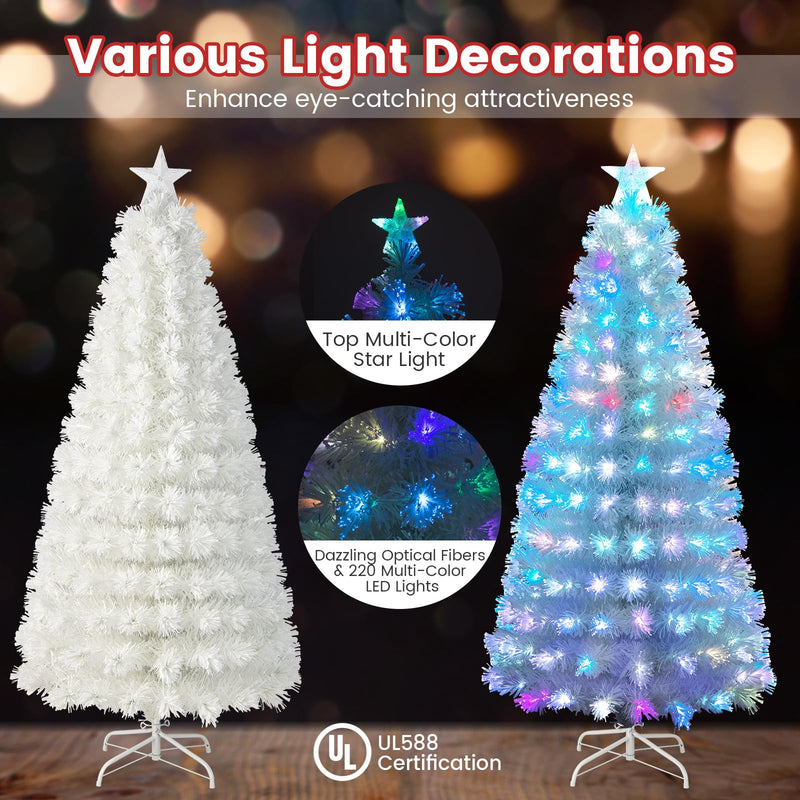 Load image into Gallery viewer, Goplus 6ft/7ft Pre-Lit White Snow Flocked Artificial Christmas Tree