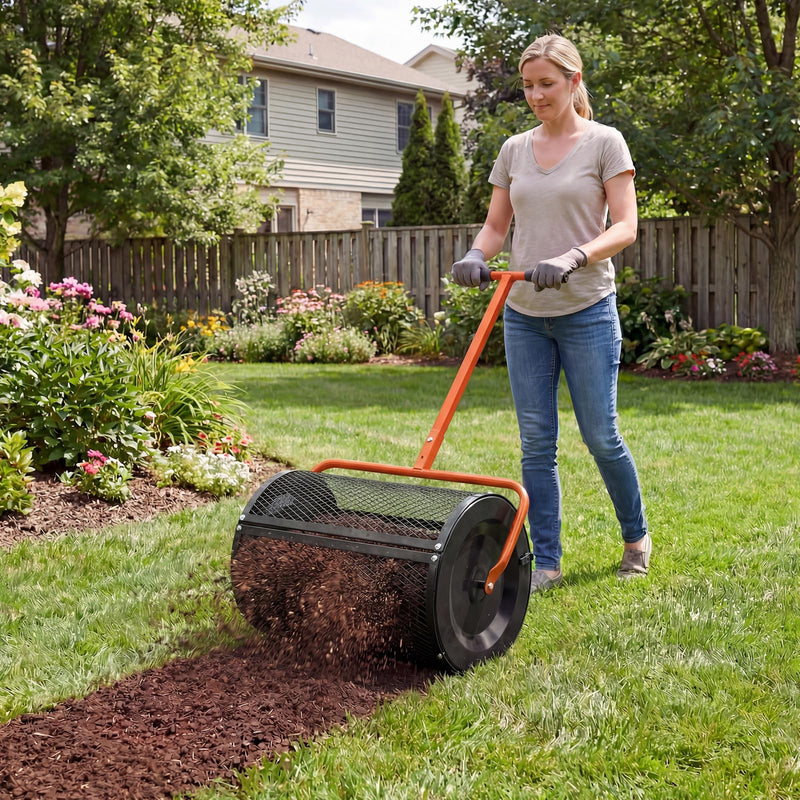 Load image into Gallery viewer, Goplus Compost Spreader 24" Peat Moss Spreader Roller