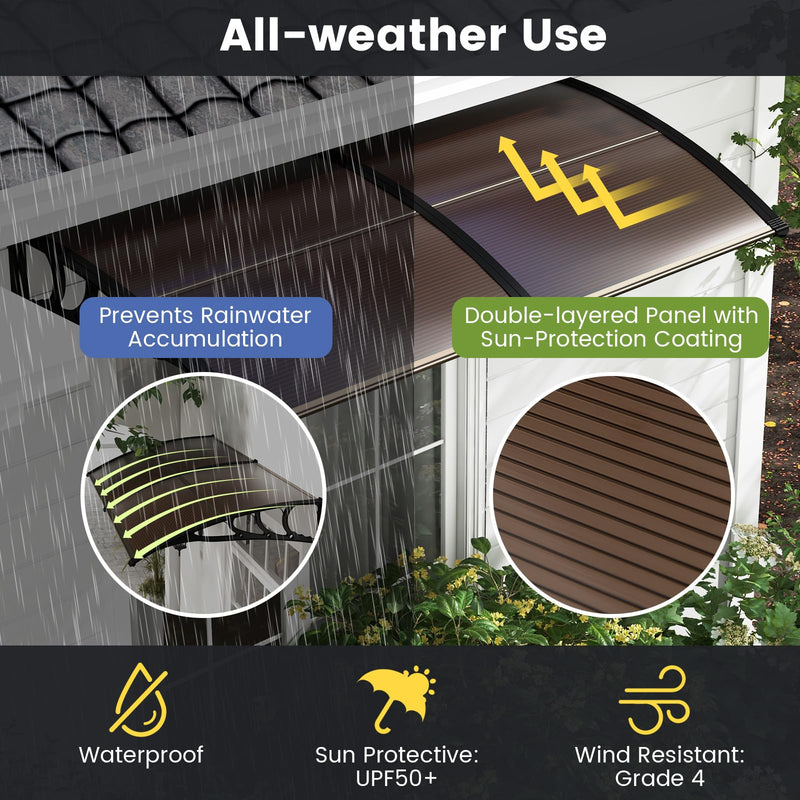 Load image into Gallery viewer, Goplus Awnings for Doors, Window Awning with Rain Snow Sunlight UV Protection, UPF 50+