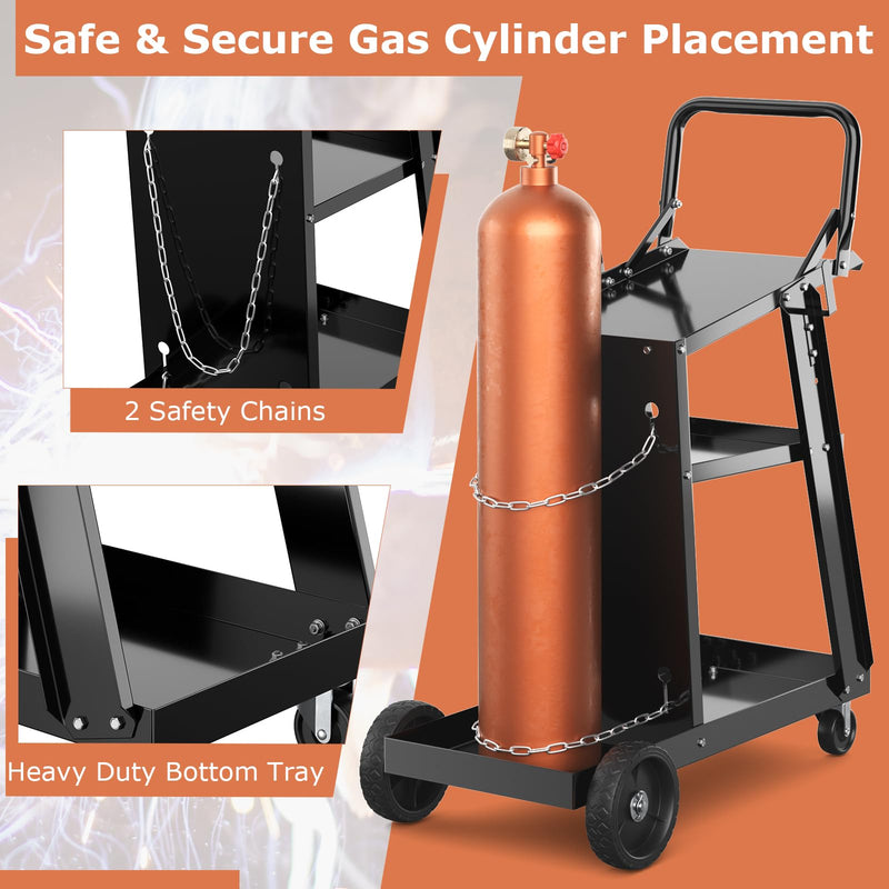 Load image into Gallery viewer, Goplus 3-Tier Welder Cart, Heavy Duty Welding Cart w/ 2 Safety Chains