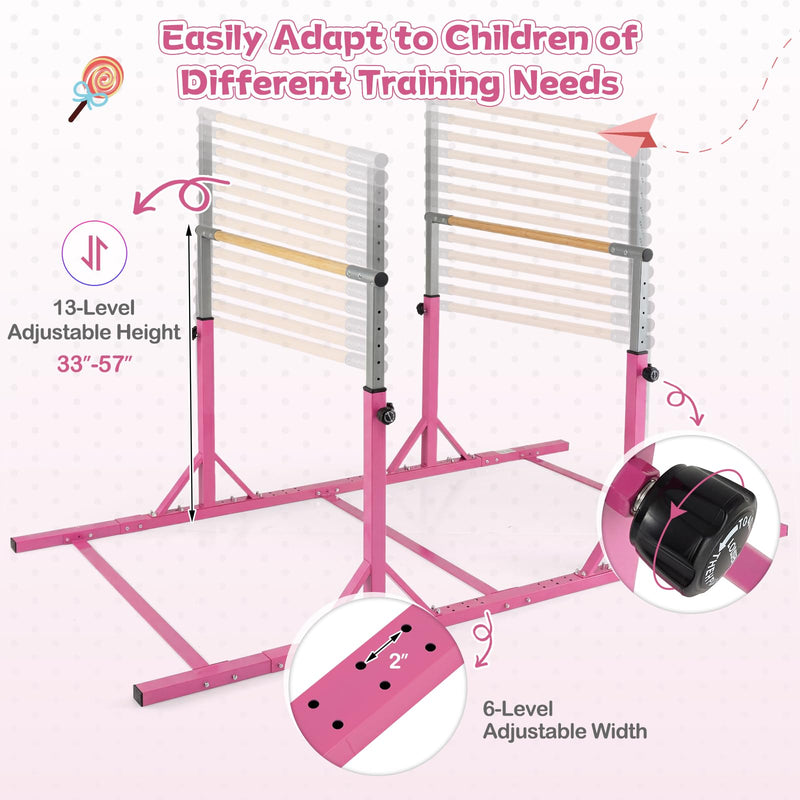 Load image into Gallery viewer, Goplus Junior Gymnastic Parallel Bars with 13-Level 33"-57" Adjustable Heights & 6-Level Adjustable Width