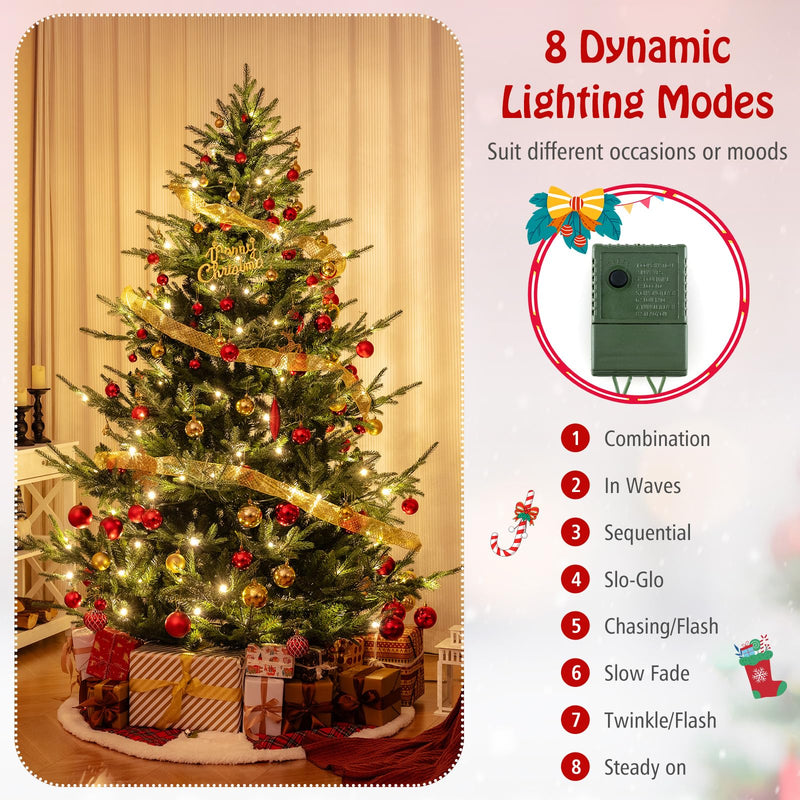 Load image into Gallery viewer, Goplus 7ft Pre-lit Artificial Christmas Tree with 340 Warm White LED Lights, 1090 Branch Tips