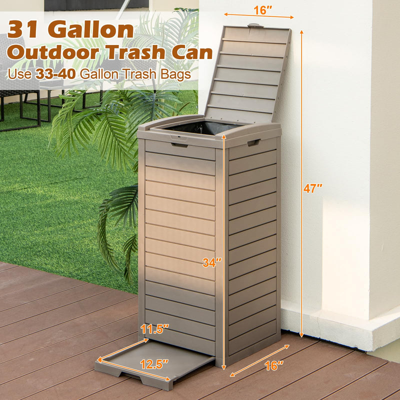 Load image into Gallery viewer, Goplus Outdoor Trash Can with Lid, 31 Gallon Large Outdoor Trash Bin & Pull-Out Liquid Drawer
