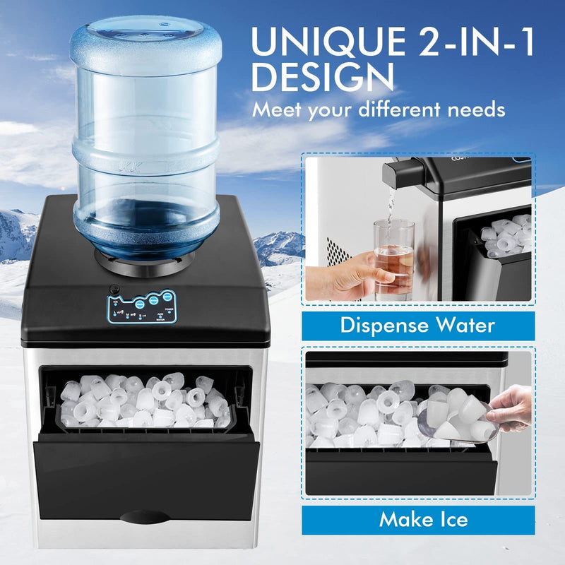 Load image into Gallery viewer, 2 in 1 Countertop Ice Maker Machine with Water Cooler Dispenser Combo, 48LBS/24H, S-M-L 3 Sizes Bullet Ice