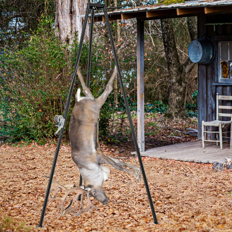 Load image into Gallery viewer, Goplus Tripod Game Hoist, 600 LBS Capacity Hunting Deer Stand with Adjustable Gambrel, Lifting Winch