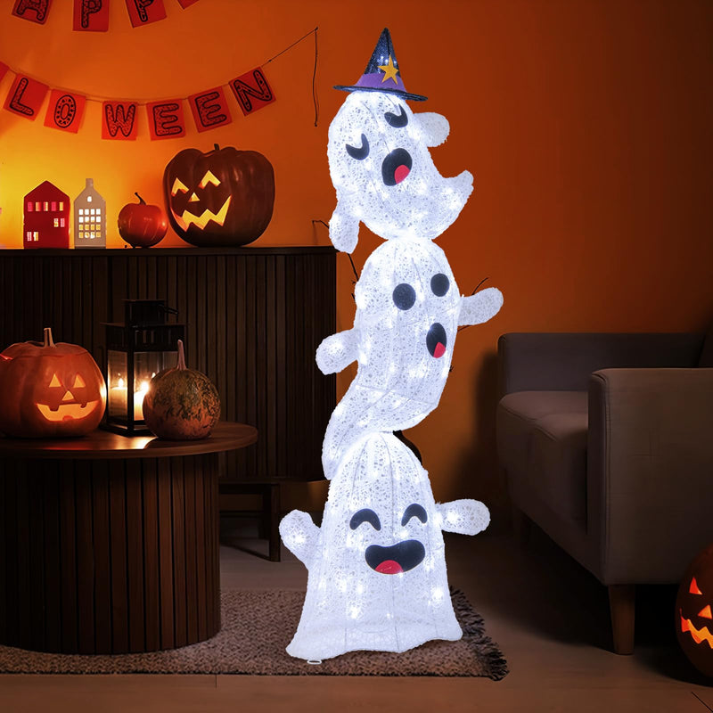 Load image into Gallery viewer, Goplus 4 Ft Halloween Decorations Outdoor Stacked Ghosts, Free-Standing Cute Yard Decorations