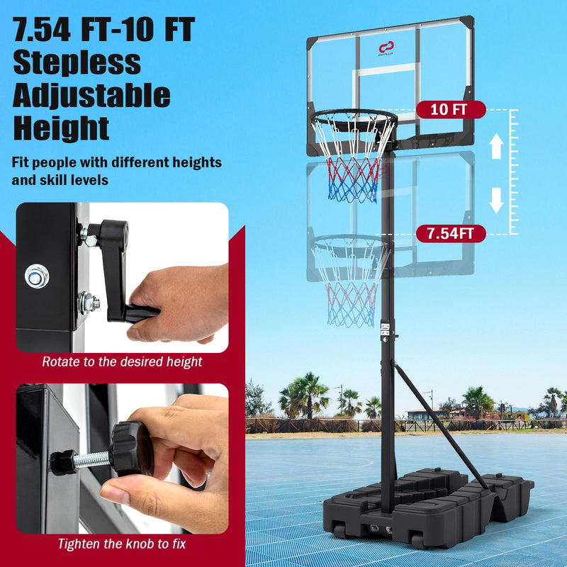 Load image into Gallery viewer, Goplus 10 FT Stepless Adjustable Basketball Goal System w/Fillable Base