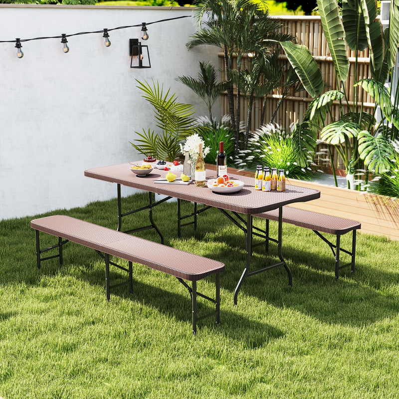 Load image into Gallery viewer, Goplus 6 Feet Plastic Folding Bench, Portable Foldable Bench Seat with 1320 LBS Capacity, for Outside Picnic Party Camping Dining Soccer Events