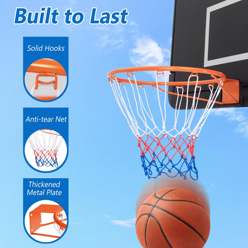 Load image into Gallery viewer, Goplus 18’’/15’’ Replacement Basketball Rim, Wall Door Mounted Basketball Hoop with All Weather Net