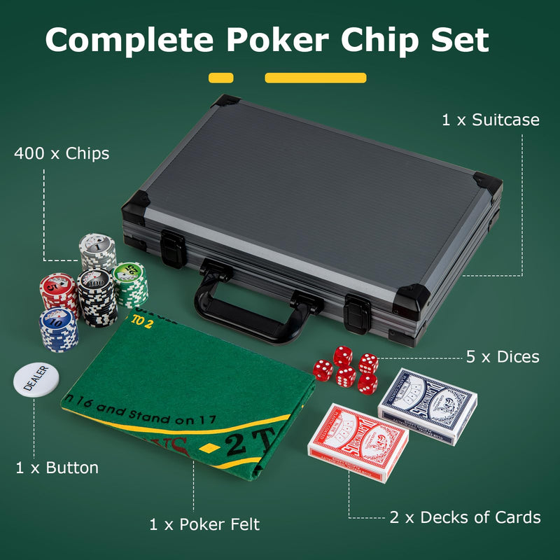 Load image into Gallery viewer, Goplus Poker Chip Set, Casino Poker Chips with 400 PCS Chips, 6 Decks Cards, Dealer Button