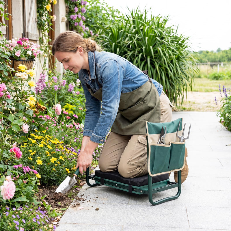 Load image into Gallery viewer, Goplus 11" Wide 2-in-1 Foldable Garden Kneeler and Seat for Seniors
