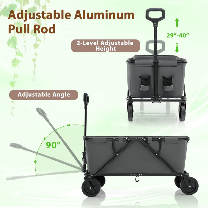 Load image into Gallery viewer, Goplus Collapsible Foldable Wagon, Heavy-Duty Wagon Cart w/Adjustable Handlebar, Bottle Holders & Storage Pocket