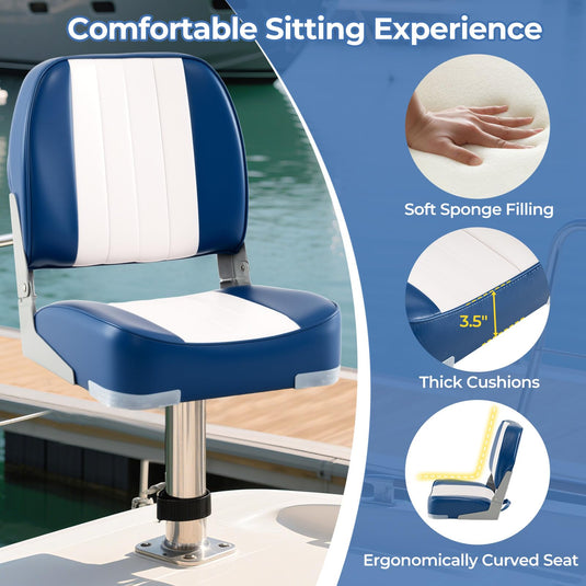 Goplus 2-Pack Folding Boat Seat with Stainless Steel Screws & Aluminum Hinges