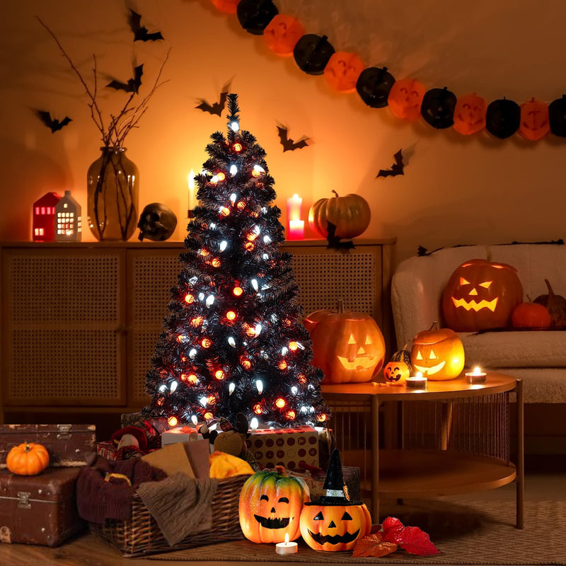 Load image into Gallery viewer, Goplus 4.5 FT Pre-Lit Halloween Tree with 6 Lighting Modes with Spooky Music Sync