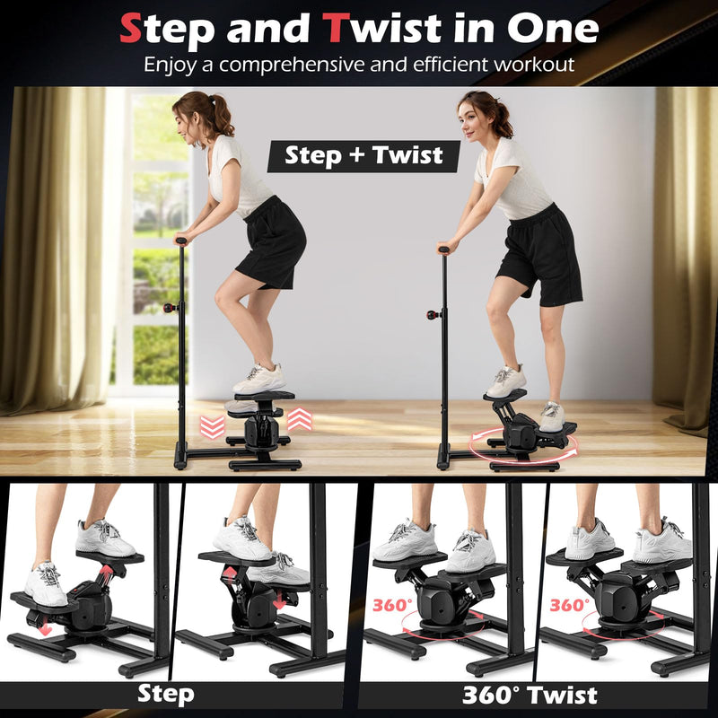 Load image into Gallery viewer, Goplus 2 in 1 Twist Stepper with Handlebar Waist Twister Platform & LCD Monitor