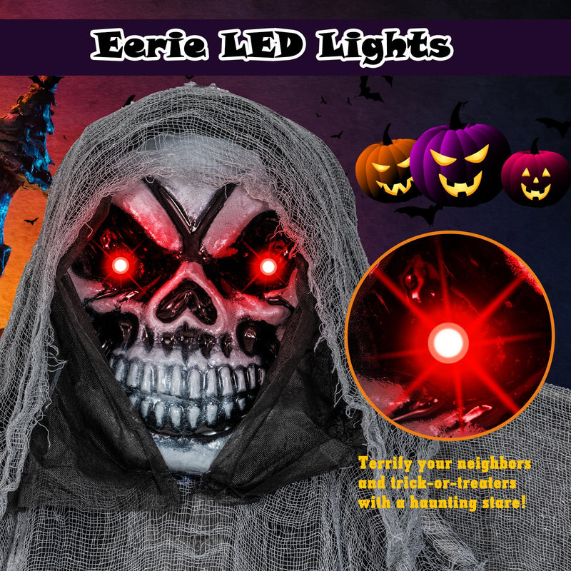Load image into Gallery viewer, Goplus Hanging Halloween Decoration, 12.1 Ft Skeleton Ghost with Flickering Red Eyes, Scary Sounds