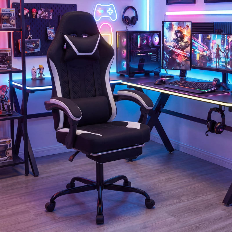 Load image into Gallery viewer, Goplus Ergonomic Gaming Chair w/Footrest Lumbar Support & Linkage Armrests