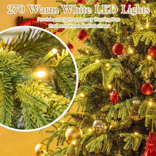 Goplus Pre-Lit Artificial Christmas Tree with PVC & Soft TPE Branch Tips & Foldable Metal Stand