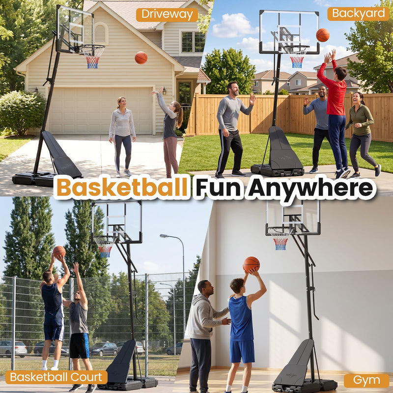 Load image into Gallery viewer, Gopplus Basketball Hoop Outdoor 8-10 FT Height Adjustable Portable Basketball Goal System