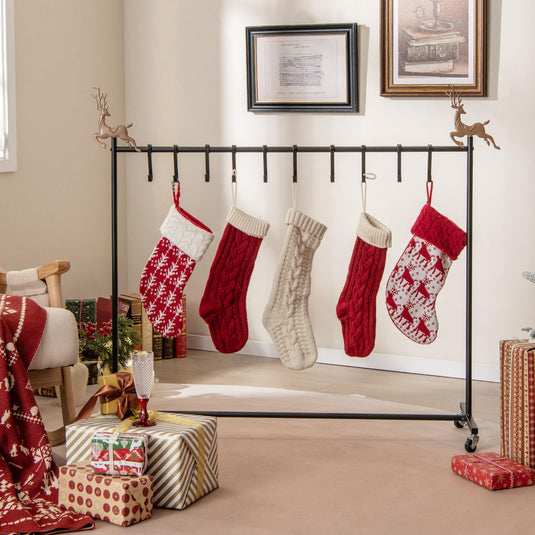 Goplus 10-Hook Christmas Stocking Holder Stand on Wheels