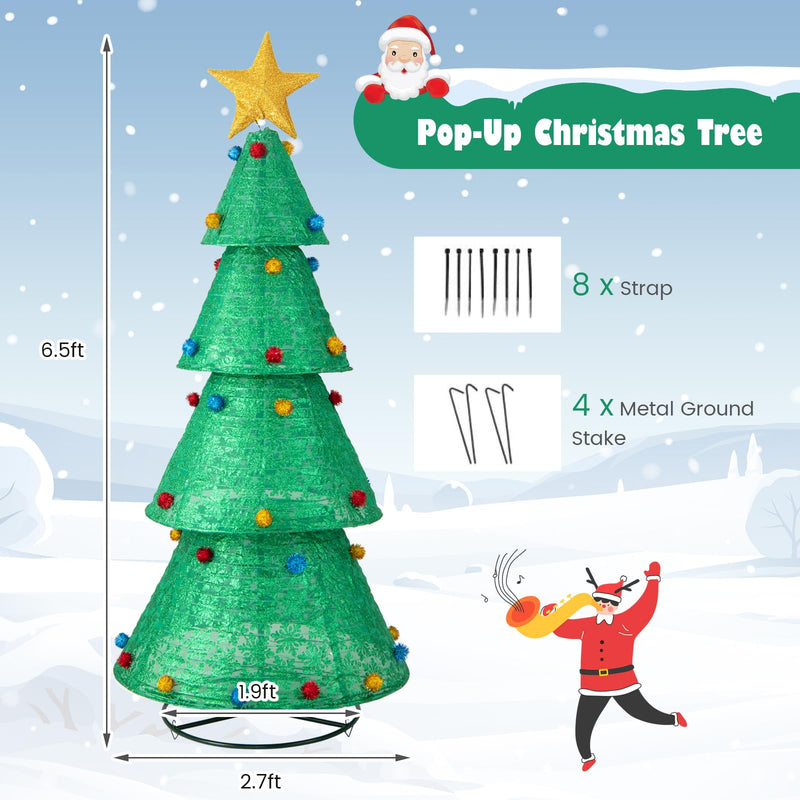 Load image into Gallery viewer, Goplus 6.5FT Pull-Up Christmas Tree with 200 Warm White LED Lights